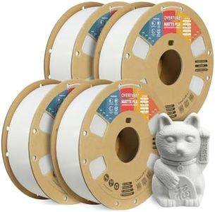 OVERTURE 4KG Bundle Matte PLA 3D Printer Filament 1.75mm, Matt Surface & Low Warping Filament 4 Pack 1kg Spool (2.2 lbs), Fit Most FDM Printers (Matte White 4-Pack)