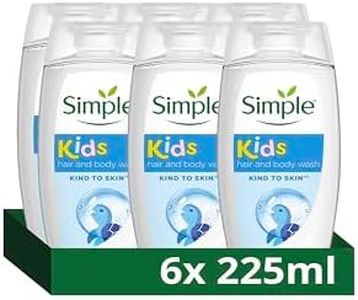 Simple Kind to Skin Kids Hypoallergenic Hair & Body Wash pack of 6 with chamomile oil shampoo for kids 225 ml, White