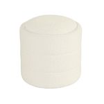 HomePop Storage Round Ottoman|Homepop Home Décor|Upholstered Round Velvet Foot Rest Ottoman - Cream Boucle