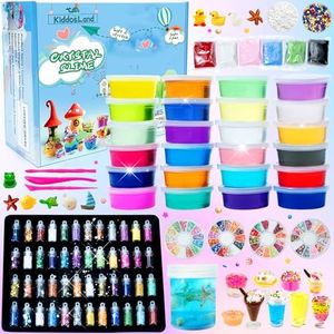 Kit per Bambini Slime DIY Fluffy Slime fai da te - 24 colori di Slime con 48 Polveri Brillanti, Accessori e Argilla per l'essiccazione all'aria. Regalo per Bambini e Bambine dai 6 anni