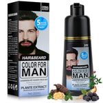 Men's Beard & Moustache Black Dye, Instant Color 100% Grey Hair Coverage for Beard, Mustache & Hair in 5 Minutes, 3 in 1 Beard Dye, Shampoo & Conditioner for a Thicker Fuller & Natural Looking, 200ML