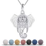 INFUSEU Elephant Essential Oil Necklace for Women Teen Girls Good Luck Gifts, Cute Aromatherapy Diffuser Charm Jewelry with Lava Rock Stone for Animal Lovers