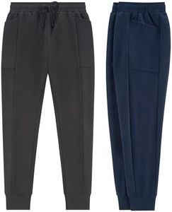 TEX2FIT 2-Pack Women’s Stretchy Jogger Pants- Running Workout Yoga Athletic Sweatpants for Women (Black/Navy Blue, Large)