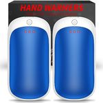 2 Pack Hand Warmers Rechargeable, Portable Electric Hand Warmers Reusable, USB 2 in 1 Handwarmers, Outdoor/Indoor/Warm Gifts for Men Women Kids (Blue White & Blue White *2)