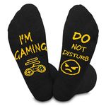 Do Not Disturb I'm Gaming Funny Gifts for Boy Novelty Present Fun Socks for Gamer Gift Ideas for Him On Birthday Christmas Cotton Comfortable Breathable Not Fade 6-13, Grey 4