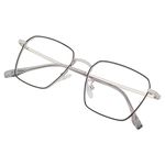 VILEN RAY Unisex Eyeglasses For Men Women Spectacle Frames Light Weight Blueray Block Eye Protection Glasses For Computer Zero Power Bluecut lens Square Medium Size M (Silver Black)