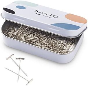 KnitIQ Strong Stainless Steel T-Pins for Blocking Knitting, Crochet & Sewing Projects | 150 Units, 1.5 Inch Pin Needles | Comes with Hinged Reusable Tin (Classic Design)