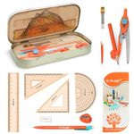 YPLUS Geometry Set for Students, Math Protractor Compass with Rulers, Box of Protactor Kit for Class Supplies and School, 12 Pcs