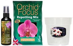 Orchid Myst 100ml Orchid Repotting Compost Mix 3L and 15cm Clear Orchid Pot Orchid Kit