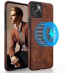 LOHASIC for iPhone 14 Leather Case Compatible with Magsafe, Slim Luxury PU Non-Slip Grip Rugged Bumper Shockproof Full Body Protective Cover Men Women Phone Cases for iPhone 14 5G 6.1" (2022) - Brown