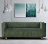 Seventh Heaven Tokyo 3 Seater Sofa | Luxury Comfort & Extra Spacious | Sofa | Sofa Set | Wooden Sofa Set for Living Room | Couch Sofa Living Room & Office (Chenille Molfino - Green)