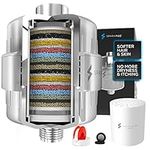 SparkPod High Output Shower Filter Capsule - 23 Stages 40x Chlorine and Heavy Metals Filtration - Reduces Overall Dryness in Skin Scalp and Hair - Tool-Free 1-Min Installation - Twist Swap and Secure