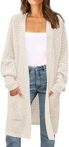 ZESICA Women's 2024 Fall Long Batwing Sleeve Open Front Chunky Knit Cardigan Sweater, B&apricot