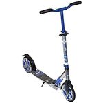 muuwmi Aluminium Scooter Deluxe - Kick scooter, 205 mm, ABEC 7, height adjustable, foldable, slider folding mechanism, grey-blue, for kids and adults