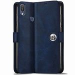 TheGiftKart Flip Cover Back Case for Asus Zenfone Max Pro M1 | Genuine Leather Finish | Designer Button | Inbuilt Pockets & Stand | Flip Cover Back Case for Asus Zenfone Max Pro M1 (Blue)