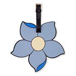 Kate Spade New York Blue Round Vegan Leather Luggage Tag, Durable Suitcase ID Tag, Flower Bed