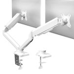 VIVO Dual Monitor up to 32 inches and 9kg per Screen, Mechanical Arm Desk Mount, Articulating Counterbalance, VESA Stand, Classic, White STAND-V002OW