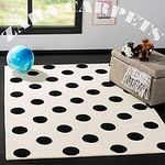 ZARACARPETS; 'can Change The Floor Solid Plain Exported Quality Hand Made Carpets and Rug Size 8 Feet by 10 Feet (8x10 feet) White/Black Dotted