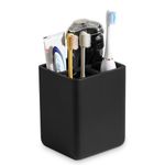 Luxspire Toothbrush Holders, 3 Slots Toothpaste & Toothbrush Holder for Bathroom, Resin Toothbrush Stand, Electric Toothbrush Holder with Drain Hole, Bathroom Organizer Countertop, Matte Black