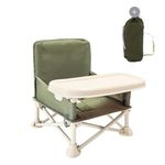 HB.YE Baby Folding Dining Chair Portable High Multifunctional Child Little Seat Dining Aluminum Alloy Travel Compact Booster Seat with Tray (Green) …