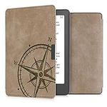 kwmobile Case Compatible with Kobo Aura Edition 2 - Faux Suede Cover - Navigational Compass Brown