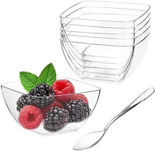 TOFLEN 100ct 2 oz Mini Dessert Cups with Spoons, Clear Plastic Reusable Small Party Serving Cups for Appetizers, Hors D'oeuvres Plates