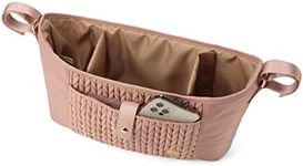 SEWBOO Universal Baby Stroller Organizer,Diaper Caddy Organizer with Adjustable Straps to Fits Nearly Any Strollers, Dusty Rose