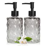 Topsky 12 Oz Glass Soap Dispenser Set Gradient Black - 2 Pack Refillable Hand Soap and Dish Soap Dispenser for Kitchen Sink Bathroom Shower