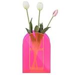 Navaris Acrylic Vase - Pink Flower Vase for Modern Chic Home Office Room Decor - Trendy Funky Aesthetic for Centerpieces - Transparent Geometric Design