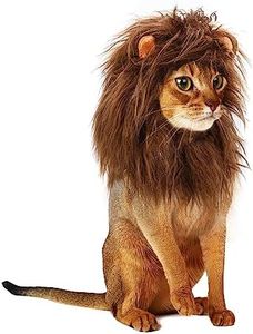 Onmygogo Lion Mane Wig for Cats and Dogs, Funny Pet Cat Costumes for Halloween Christmas, Furry Pet Clothing Accessories (Size M, Coffee)