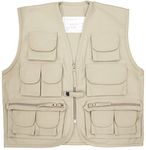 Kids Multi Pocket Waistcoat Army Clothing Cadet Uniform (3-4 Years (XS), Beige)