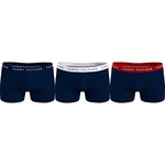 Tommy Hilfiger Men Boxer Short Trunks Underwear Pack of 3, Multicolor (Desert Sky/White/Primary Red), M