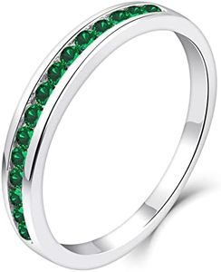 YL Stackable Ring Sterling Silver Created Emerald Eternity Bands for Women-size8