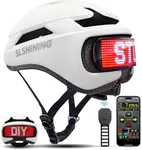 Smart Bike Helmet with LED Display, Remote/APP Control, USB Rechargeable, Turn Signals, Speedometer, Waterproof, Personalized Lighting & Customizable Features for Men & Women Cyclists(White)
