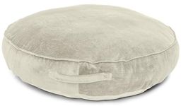 Pet's BFF Round Flat Cushion for Dog & Cat Bed Small Size - Washable Removable Velvet Cover, Cream