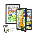 Hipsignal 2 Pack Kids Art Frame, 8.5x11 Artwork Frames Changeable with Stand, Front Opening Picture Frame for Storage & Display Holds 150, for Children Art Projects, Drawings, School Crafts, Black