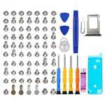 DARYCOM Repair Complete Screw Set 70 Pcs for iPhone 6s Plus 5.5" Repair Tool Kit 4 Screwdrivers Location Map 3 Tools Openers 1 Suction Cup Stickers for Battery & Screen Sim-Tray and Sim Opener White