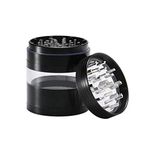 Dcou Large Aluminum Spice Herb Grinder Plant Grinder with Magnetic Lid and Pollen Catcher, 4 piece, 2.5 inches (Black)