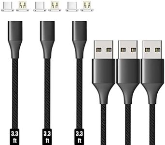 N. NETDOT Magnetic Charging Cable, Gen10 Nylon Braided 2-in-1 Magnetic Phone Charger Compatible with USB-C and Micro-USB Devices (3.3ft/3 Pack Black)