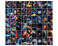 Posters Inc Pack of 54 Outer Space Posters, Home Decor Items For Living Room, Aesthetic Wall Stickers For Bedroom And Gym, Gifts For Men And Friends, 4x6 Inches Size Collage Art Kit, 300 GSM Paper