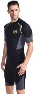 ZCCO Men's Shorty Wetsuits 1.5mm Premium Neoprene Back Zip Short Sleeve for Scuba Diving,Spearfishing,Snorkeling,Surfing (Medium)