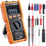 Neoteck True RMS 9999 Counts Digital Multimeter, Large Backlit EBTN LCD, Manual & Auto Ranging Integrated Design - Orange