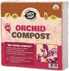 Coco & Coir Orchid Potting Mix | Peat-free Orchid Compost/Orchid Bark Replacement with Orchid Feed | Repotting All Orchid Plants (9L)