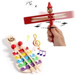 SUPER TOY Baby Wooden Rattle Xylophone Musical Toy for Toddlers Kids Boys and Girls Age 1-6 Years Birthday Gift