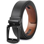 BOSTANTEN Belts Men Leather Automatic Ratchet Belt Casual Dress Slide Belt for Jean Black