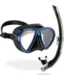 CRESSI Combo Ocean + Gamma Black/Blue - Combo Set Ocean Mask + Gamma Snorkel, for Diving and Snorkelling, Black/Blue, One Size, Unisex