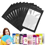 Black Foil Ziplock Bags Small Smell Proof Bag Mylar Bags Holographic Packaging Bags,100pcs 7x10cm Resealable Storage Pouches Grip Seal Bags Clear Plastic Bags for Food Storage,Jewelry,Electronics