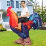 COMIN Inflatable Chicken Costume Ride-on Rooster Costume Adult Blow up Suit Funny Fancy Dress Cosplay Cock Halloween Costume for Men Women (72'')