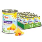 Dole Canned Fruit, Tropical Fruit Salad in Water, Non-GMO, No Sugar Added, & No Artificial Sweeteners, 540 ml, 12 Count