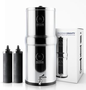 PHOENIX GRAVITY 6L Stainless Steel Water Filter – 2 Carbon Cartridges, NSF Certified